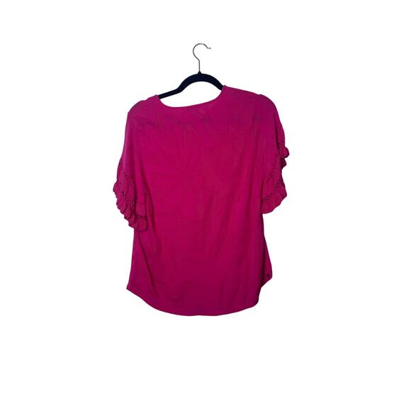 Chicos Pink/Fuchsia Ruffle Sleeve Pullover Sweater Large - Picture 4 of 7
